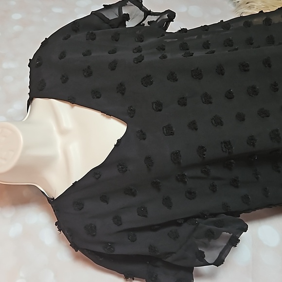 Shein | Black Swiss Dot Shift Dress - Picture 2 of 7